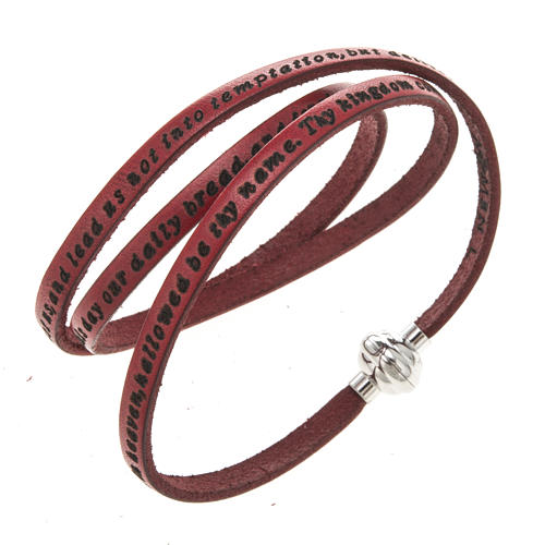 Amen Bracelet in red leather Our Father ENG 1