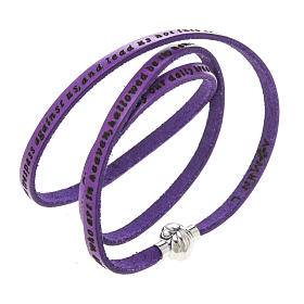 Amen Bracelet in purple leather Our Father ENG