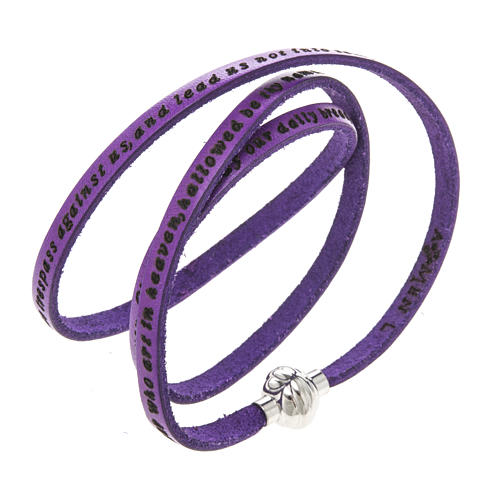 Amen Bracelet in purple leather Our Father ENG 1