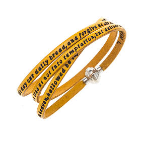 Amen Bracelet in yellow leather Our Father ENG