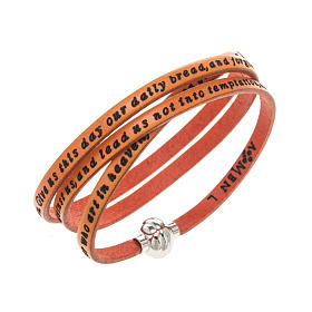 Amen Bracelet in orange leather Our Father ENG