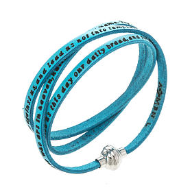 Amen Bracelet in turquoise leather Our Father ENG