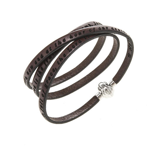 Amen Bracelet in brown leather Hail Mary ENG 1