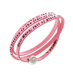 Amen Bracelet in pink leather Hail Mary ENG