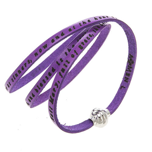 Amen Bracelet in purple leather Hail Mary ENG 1