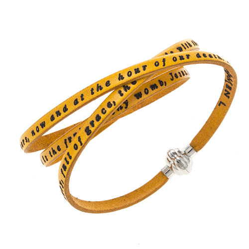 Amen Bracelet in yellow leather Hail Mary ENG 1