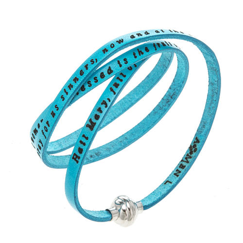 Amen Bracelet in turquoise leather Hail Mary ENG 1