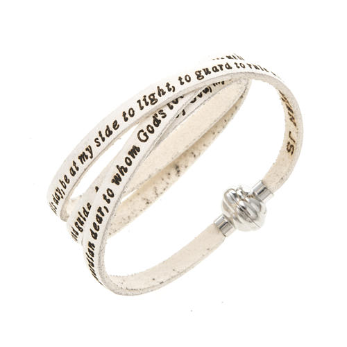 Amen Bracelet in white leather Guardian Angel ENG 1