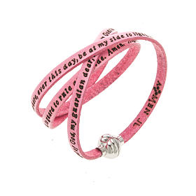 Amen Bracelet in pink leather Guardian Angel ENG
