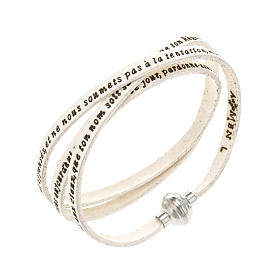 Amen Bracelet in white leather Our Father FRA