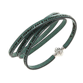 Amen Bracelet in green leather Our Father FRA