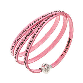 Amen Bracelet in pink leather Our Father FRA