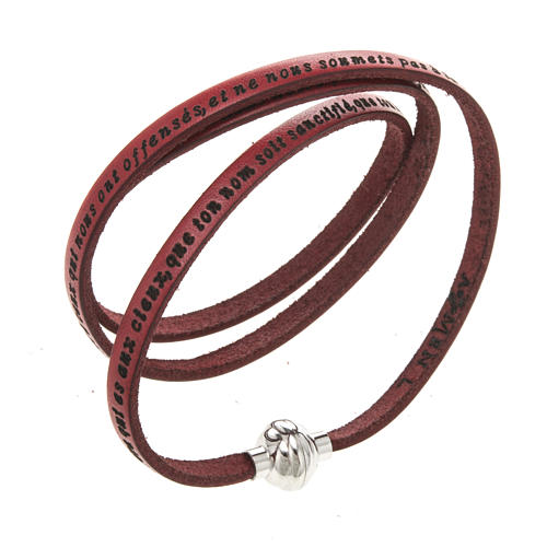 Amen Bracelet in red leather Our Father FRA 1