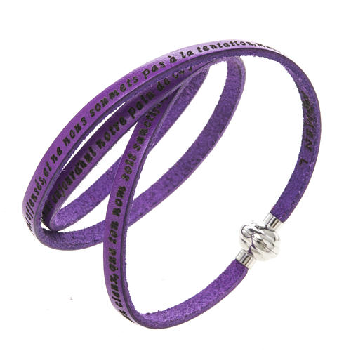 Amen Bracelet in purple leather Our Father FRA 1