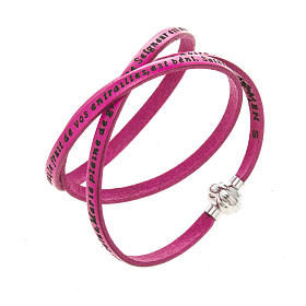 Amen Bracelet in fuchsia leather Hail Mary FRA