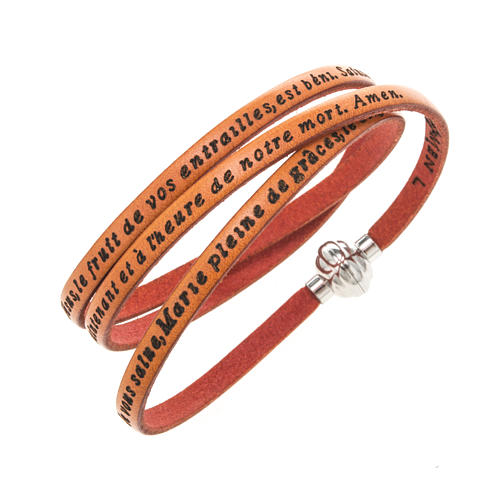 Amen Bracelet in orange leather Hail Mary FRA 1