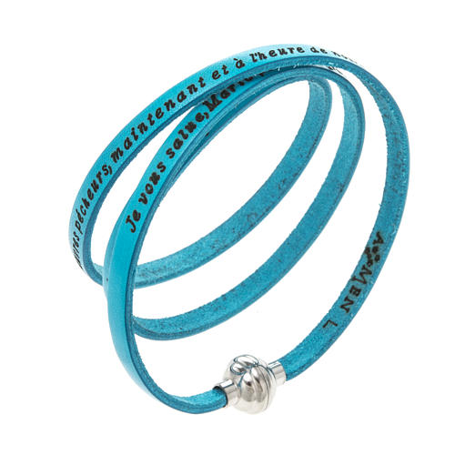 Amen Bracelet in turquoise leather Hail Mary FRA 1