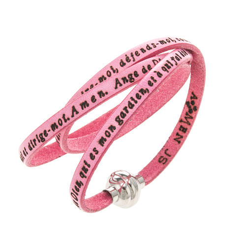 Amen Bracelet in pink leather Guardian Angel FRA 1