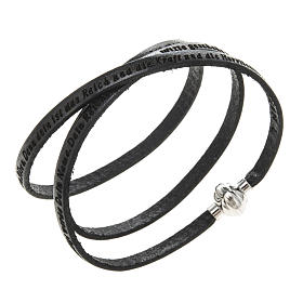 Amen Bracelet in black leather Our Father GER