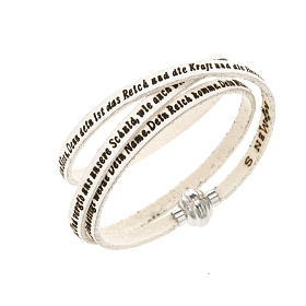 Amen Bracelet in white leather Our Father GER