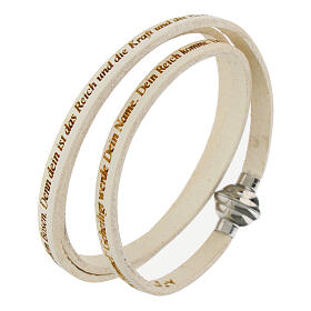 Amen Bracelet in white leather Our Father GER