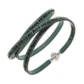 Amen Bracelet in green leather Our Father GER