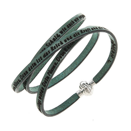 Amen Bracelet in green leather Our Father GER 1