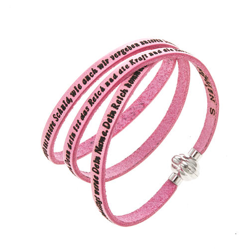 Amen Bracelet in pink leather Our Father GER 1