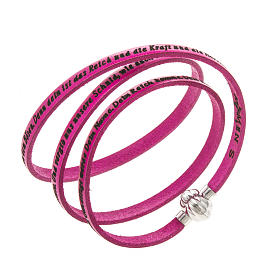 Amen Bracelet in fuchsia leather Our Father GER