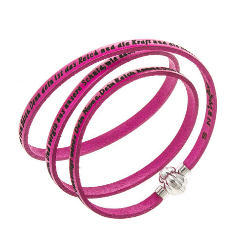 Amen Bracelet in fuchsia leather Our Father GER 1