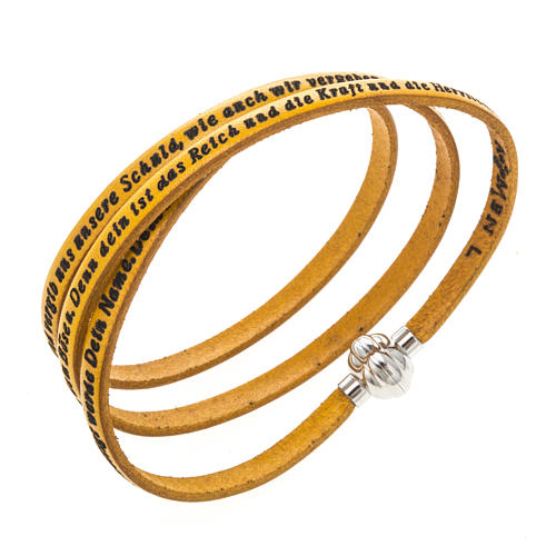 Amen Bracelet in yellow leather Our Father GER 1