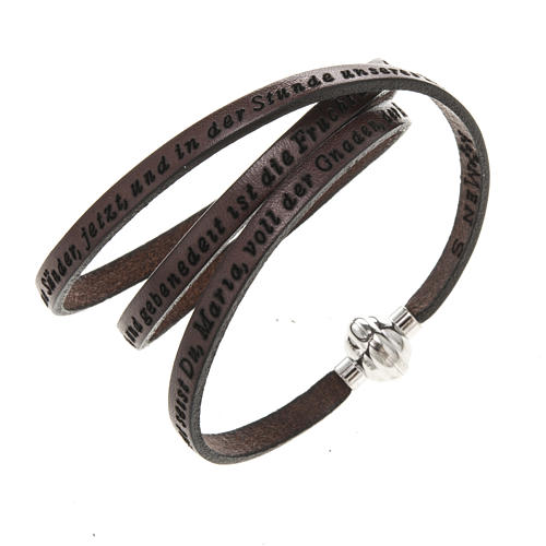 Amen Bracelet in brown leather Hail Mary GER 1