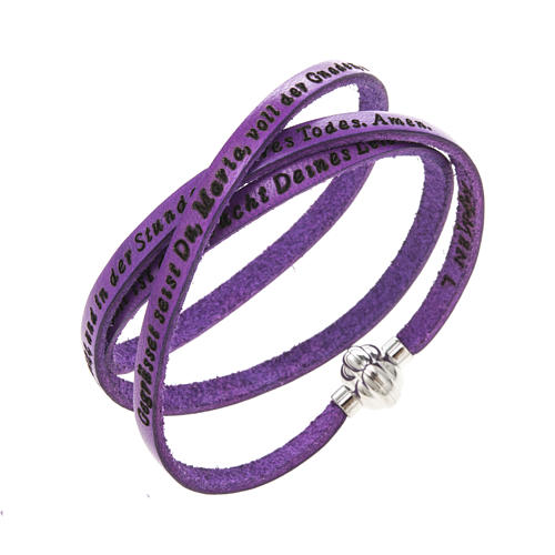 Amen Bracelet in purple leather Hail Mary GER 1