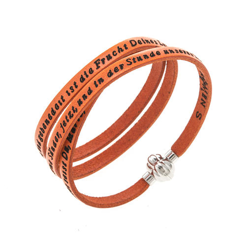 Amen Bracelet in orange leather Hail Mary GER 1