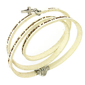 Amen bracelet, Our Father in Italian, white with cross charm