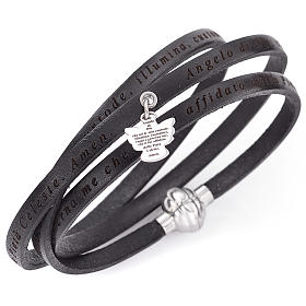 Amen bracelet, Agnus dei in Italian, black with charm