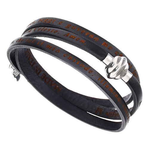 Amen bracelet, Agnus dei in Italian, black with charm 2