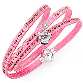 Pulsera AMEN Ángel de la Guarda colgante - rosado ITALIANO