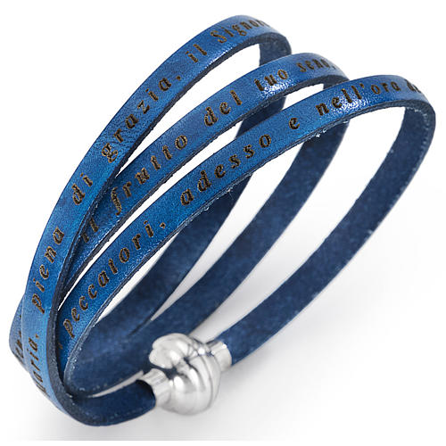 Amen bracelet, Hail Mary in Italian, denim blue 1