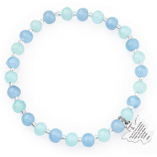 Amen bracelet in aquamarine Murano beads 6mm, sterling silver 1