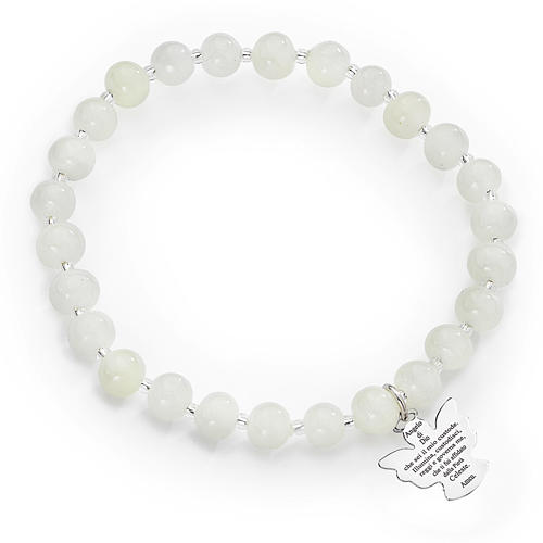 Bracelet Amen perles verre Murano blanc 6 mm argent 925 1