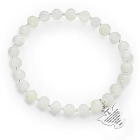 Amen bracelet in white Murano beads 6mm, sterling silver