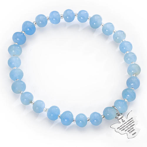 Amen bracelet in blue Murano beads 6mm, sterling silver 1