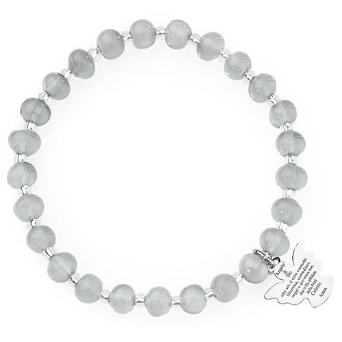 Bransoleta Amen perły Murano jasnoszary 6 mm srebro 925 1