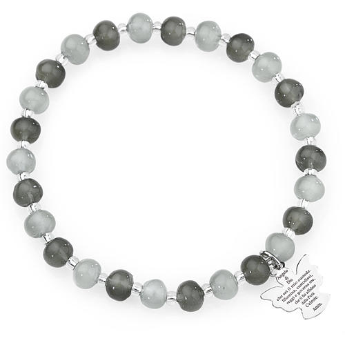 Bracciale AMEN perle Murano grigio 6 mm argento 925 1