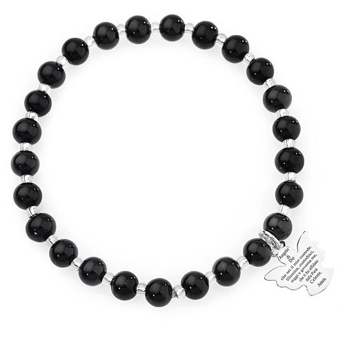 Pulsera AMEN perlas negras de Murano 6 mm. plata 925 1