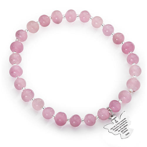 Pulseira AMEN contas Murano cor-de-rosa 6 mm prata 925 1