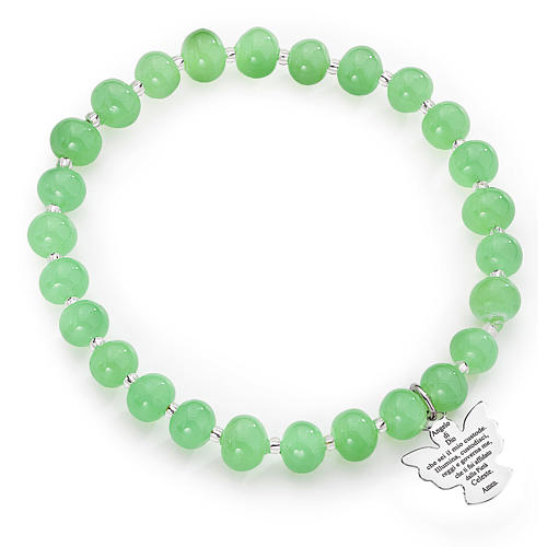 Armband AMEN grüne Perlen 6mm und Silber 1