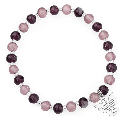 Amen bracelet in purple Murano beads 6mm, sterling silver 1