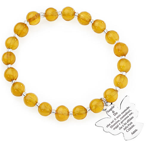 Amen bracelet in amber Murano beads 8mm, sterling silver 1